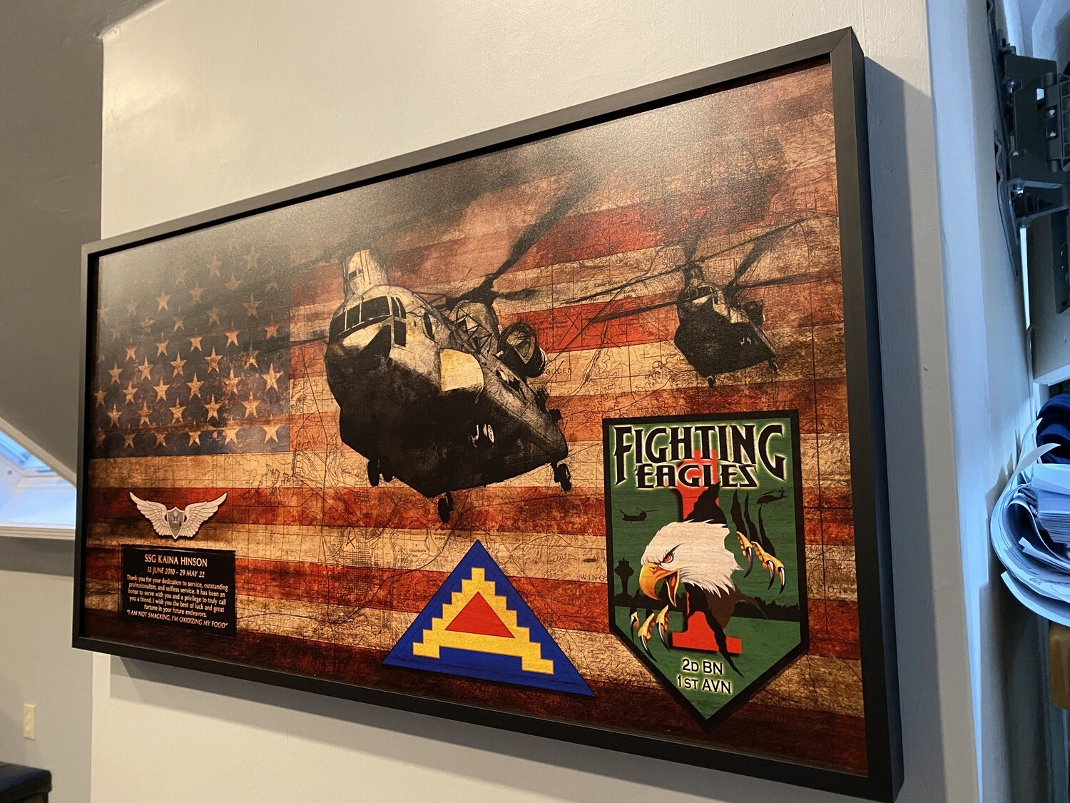 2-1 GSAB "Fighting Eagles" Wooden Flag Plaque - 28.25"x15.25"