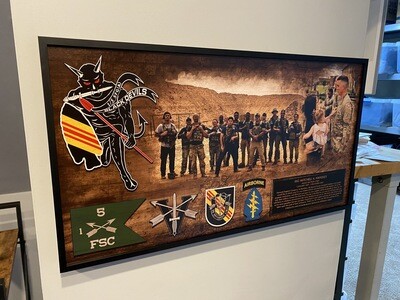 1-5th SFG(A) &quot;Black Devils&quot; Rustic Wood Photo Plaque - 28.25&quot;x15.25&quot;