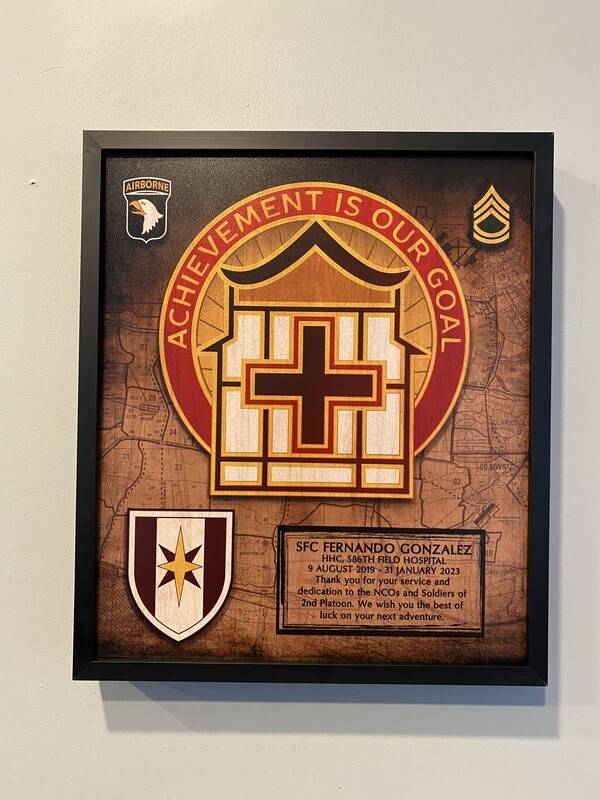HHC 586th Field Hospital Wood Plaque 12.5"x10.5"