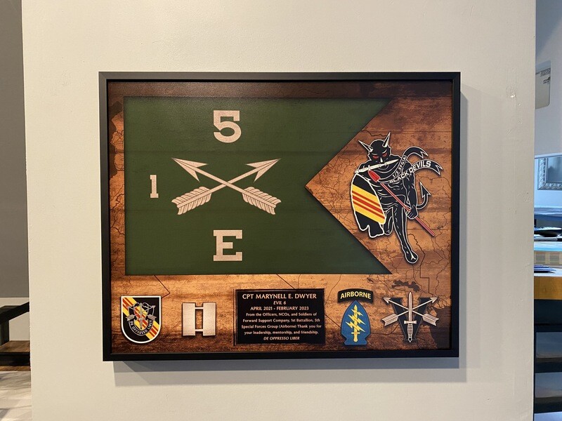 E FSC 1-5th SFG(A) &quot;Black Devils&quot; Rustic Wood Guidon Plaque - 20.5&quot;x16.5&quot;