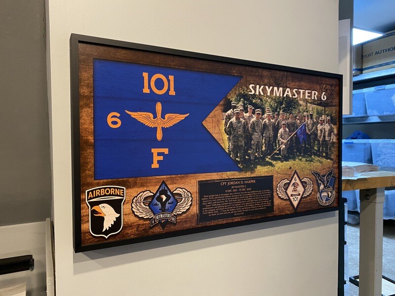 F CO "Skymasters" 6-101 AVN Guidon Photo Wood Plaque - 28.25"x15.25"