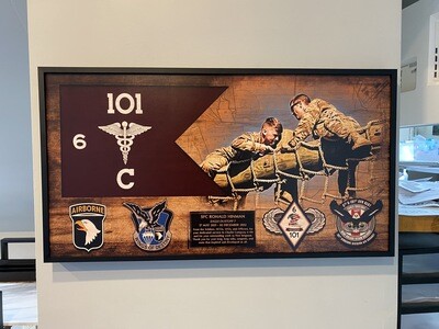 C Co &quot;Eagle Dustoff&quot; 6-101 Guidon and Photo Wood Plaque - 28.25&quot;x15.25&quot;