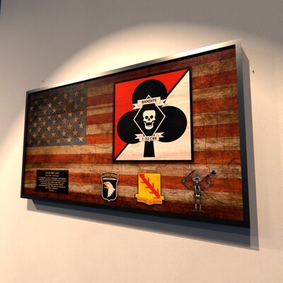 1-32 CAV"Bandits" Rustic Flag Plaque - 28.25"x15.25"