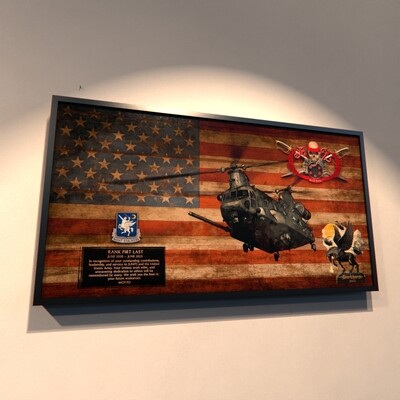 B Co &quot;Badboyz&quot; 2-160th SOAR(Abn) Rustic Flag Plaque - 28.25&quot;x15.25&quot;