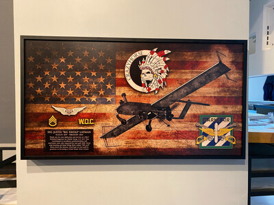C TRP &quot;Crazyhorse&quot; 3-17 CAV Rustic Flag RQ7 Plaque - 28.25&quot;x15.25&quot;