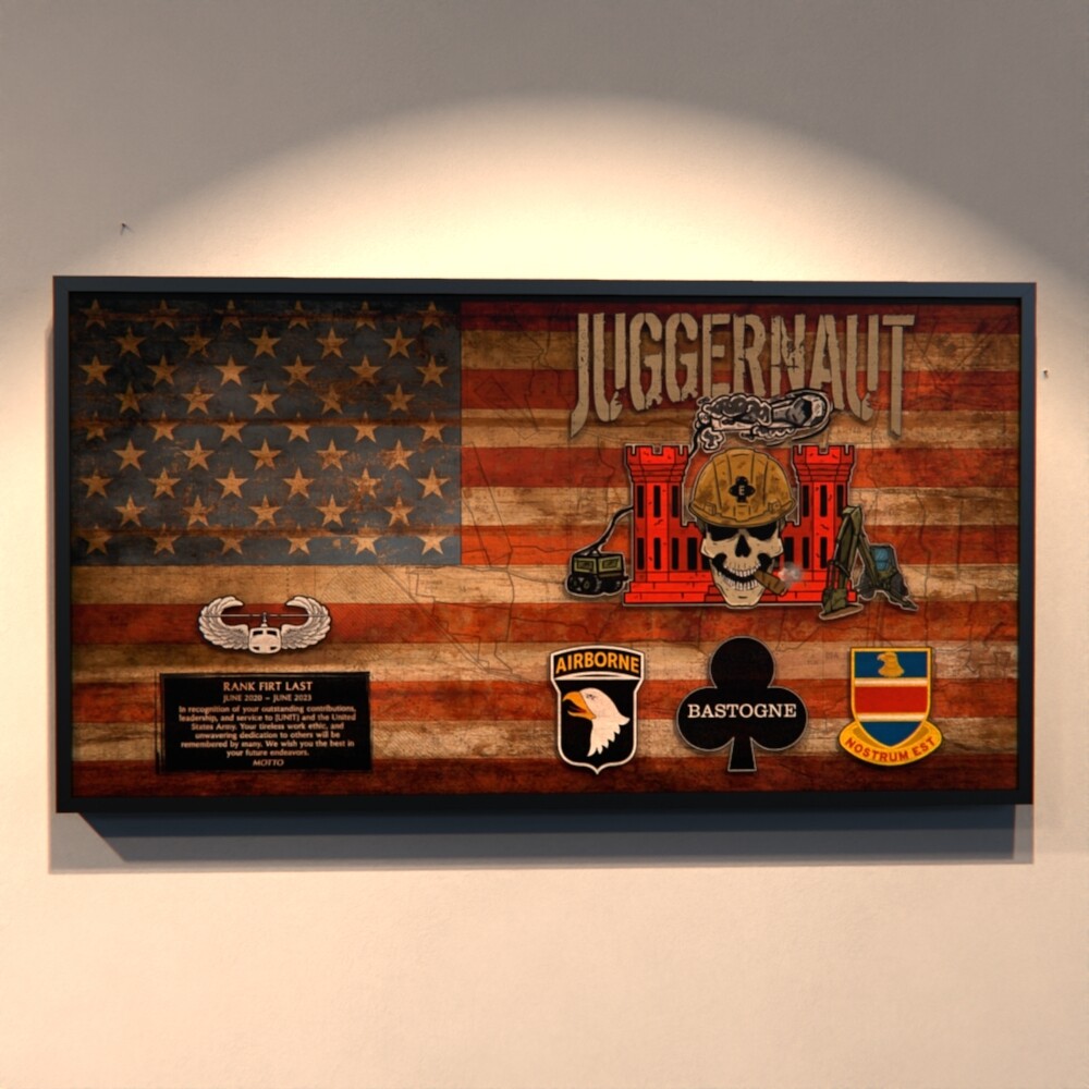 A Co "Juggernaut" 326 BEB Rustic Flag Plaque - 28.25"x15.25"