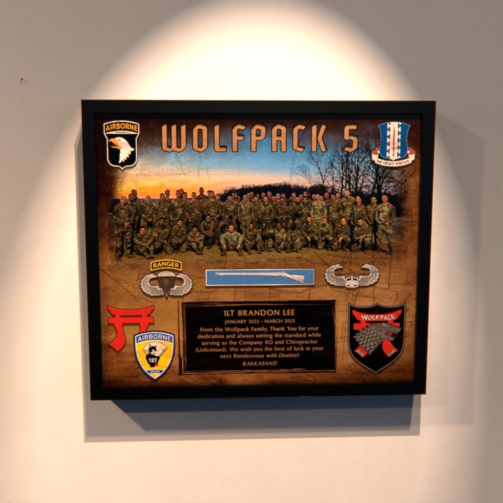 D Co "Wolfpack" 3-187 IN Wood Photo Plaque 12.5"x10.5"