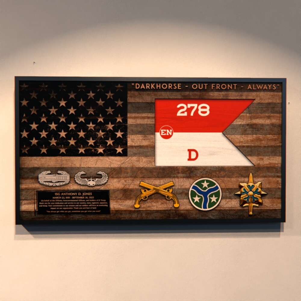 D Troop 278th ACR Subdued Flag Plaque - 28.25"x15.25"