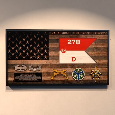 D Troop 278th ACR Subdued Flag Plaque - 28.25&quot;x15.25&quot;