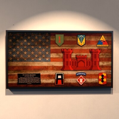 Army Engineer Rustic Flag Plaque - 28.25&quot;x15.25&quot;