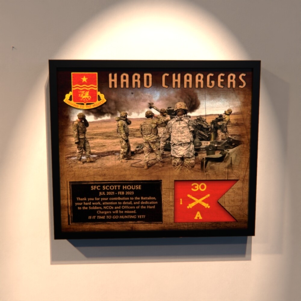1-30th Field Artillery "Hard Chargers" Wood Photo Plaque 12.5"x10.5"