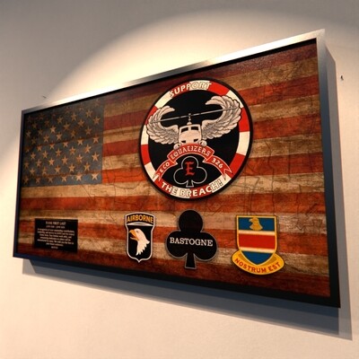 E Co &quot;Equalizers&quot; 326 BEB Rustic Flag Plaque - 28.25&quot;x15.25&quot;