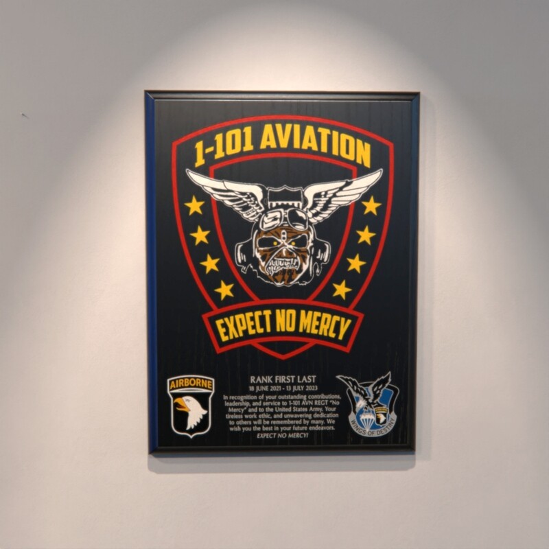 1-101 AVN REGT "NO MERCY" - 9"x12" Plaque