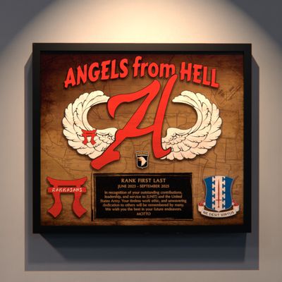 Angel Company 3-187 INF Wood Plaque 12.5"x10.5"