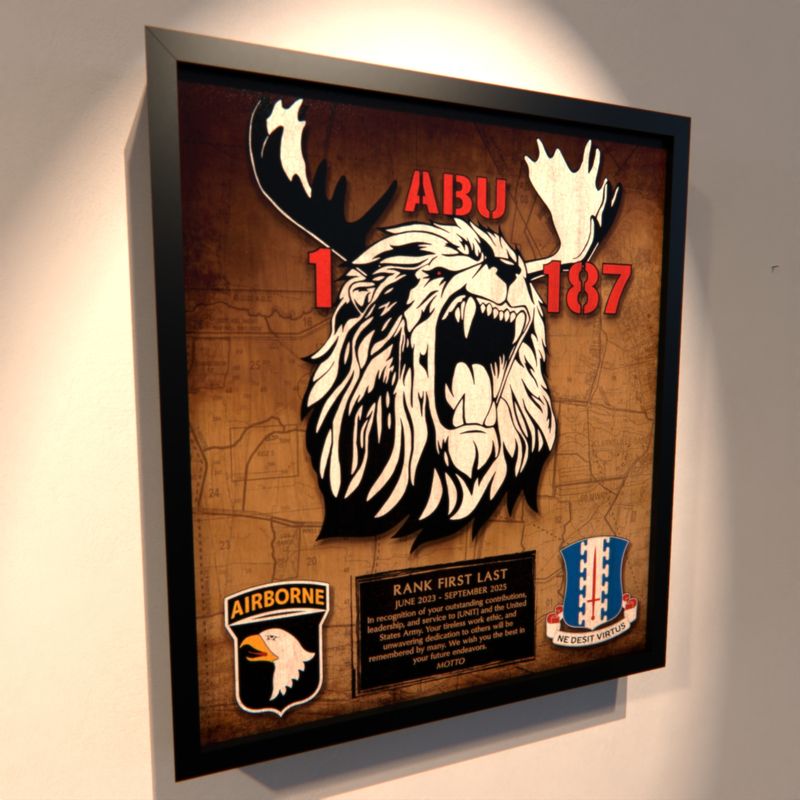 A Co &quot;ABU&quot; 1-187 INF Wood Plaque 12.5&quot;x10.5&quot;