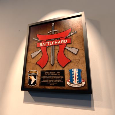 B Co "Battlehard" 3-187 IN Wood Plaque 12.5"x10.5"