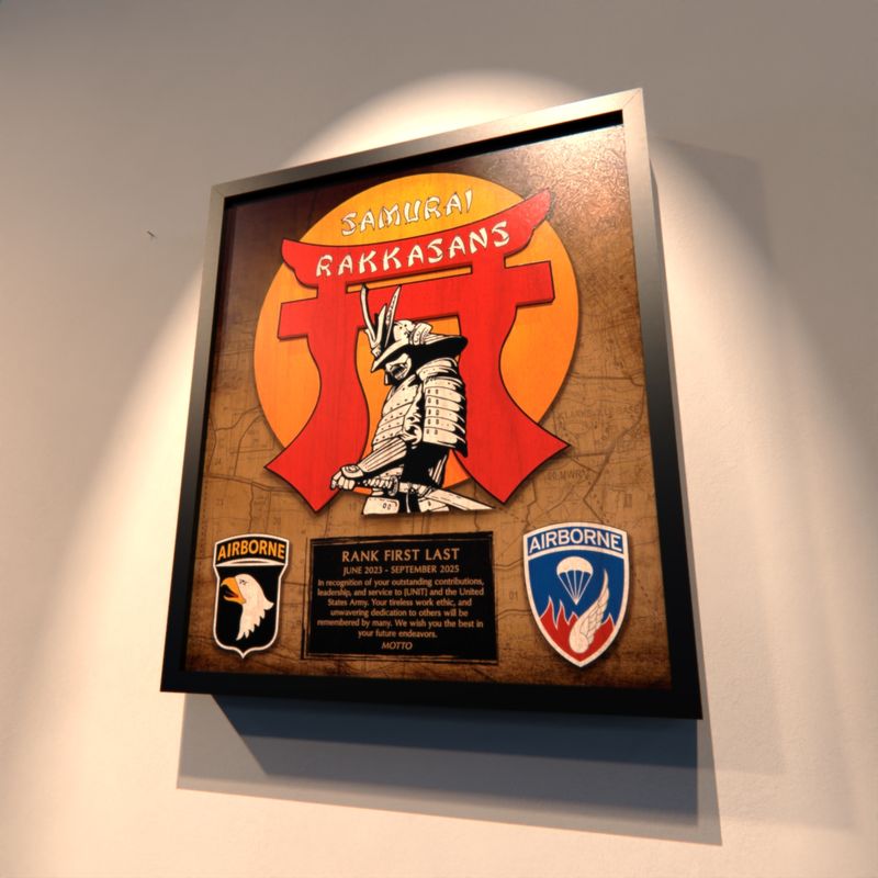 HHC "Samurai" 3BCT Wood Plaque 12.5"x10.5"