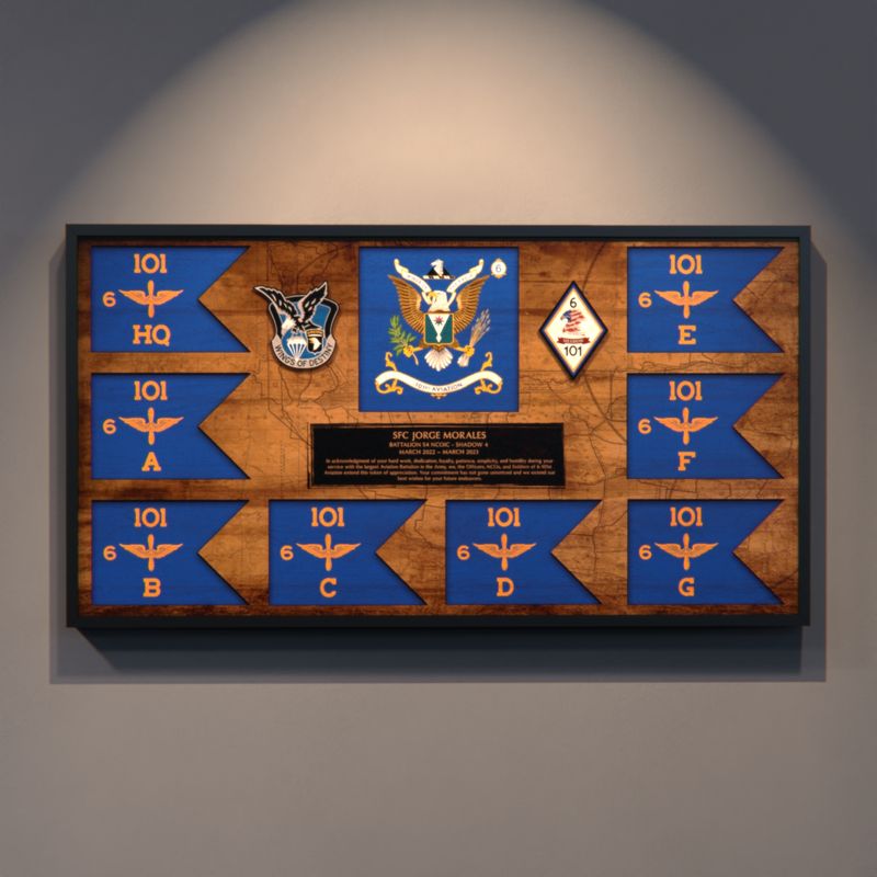 6-101 AVN Guidons and Colors Wood Plaque - 28.25"x15.25"