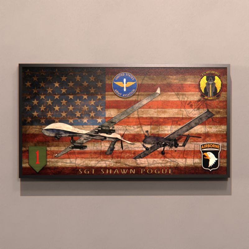 B Co "Archangels" 101st AVN Wood Flag Plaque - 28.25"x15.25"