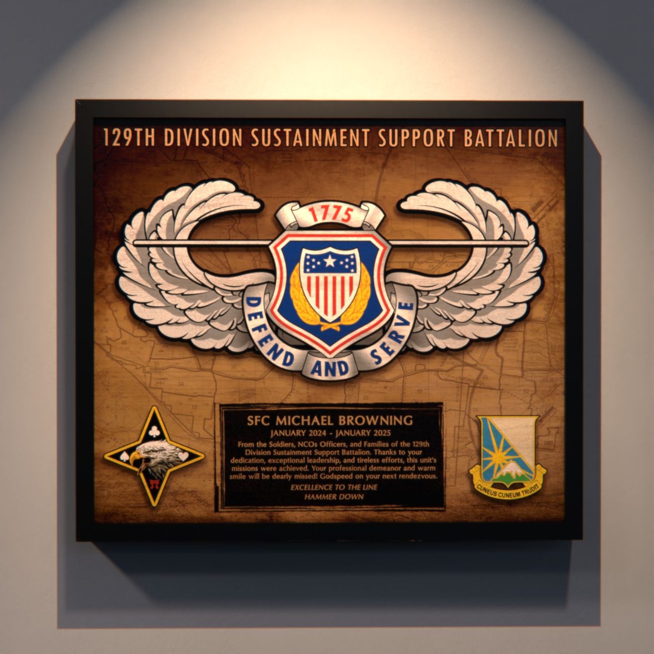 129th DSSB AG Crest Plaque - 12.5&quot;x10.5&quot;