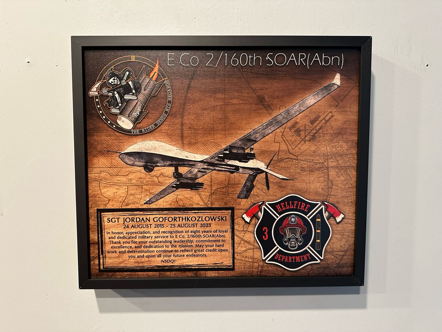 E Co 2-160th SOAR(Abn) Wood Plaque 12.5"x10.5"