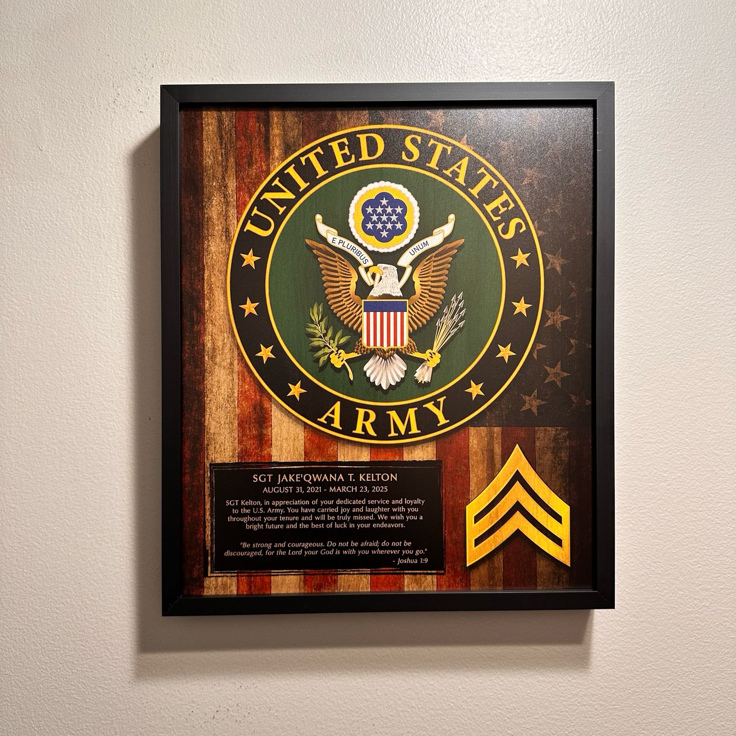 United States Army Crest Wood Plaque 12.5"x10.5"