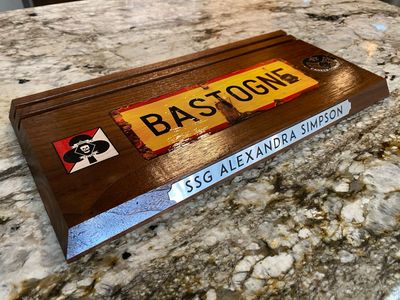 Challenge Coin Display Rack - Solid Walnut with Custom Full Color Graphics and Engraving