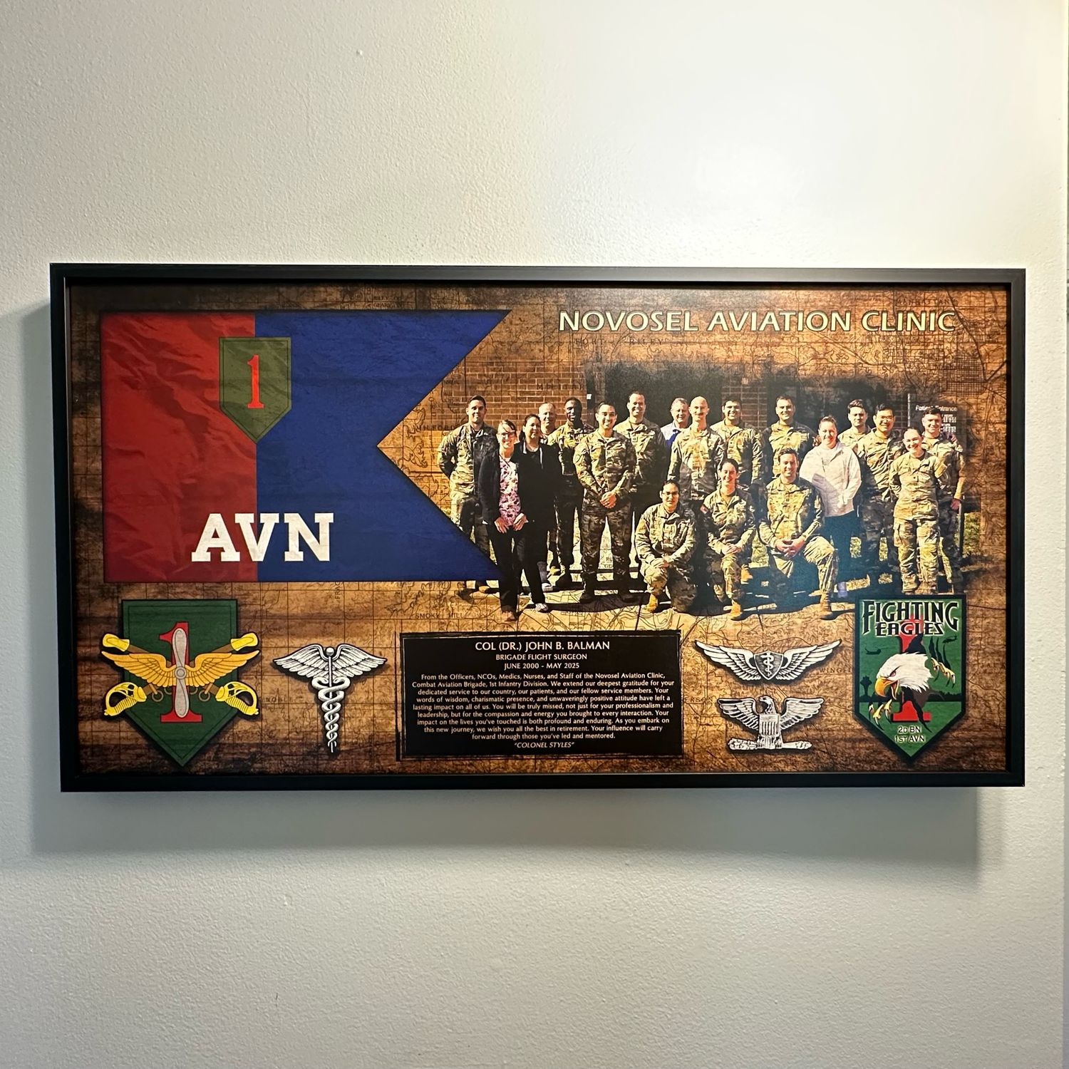 2-1 Aviation &quot;Fighting Eagles&quot; Guidon and Photo Wood Plaque - 28.25&quot;x15.25&quot;