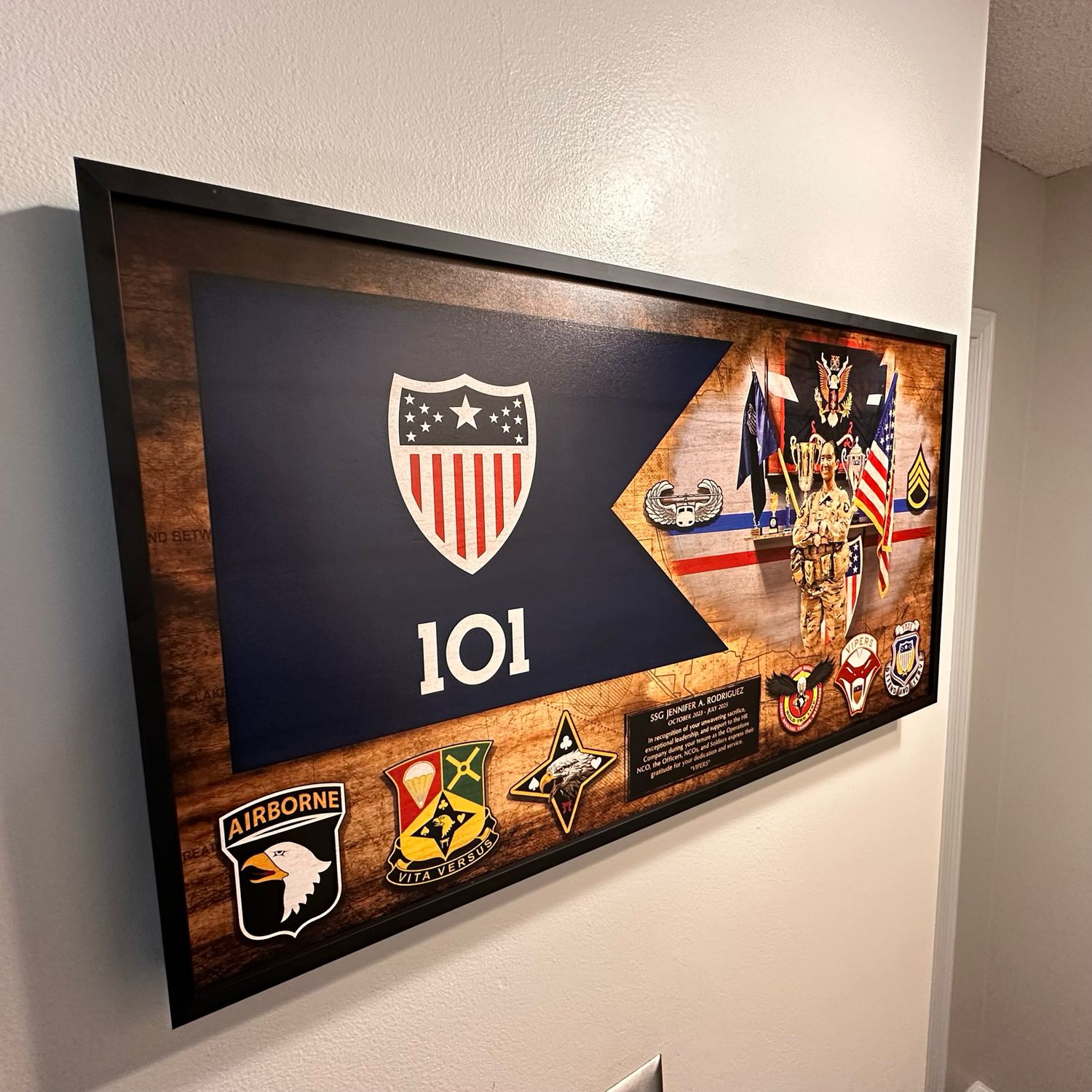 101st HR CO &quot;Vipers&quot; Wood Guidon and Photo Plaque - 28.25&quot;x15.25&quot;