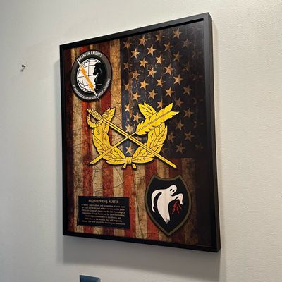 8th Psychological Operations Group &quot;Phantom Knights&quot; Wood Flag Plaque - 16.5&quot;x20.5&quot;