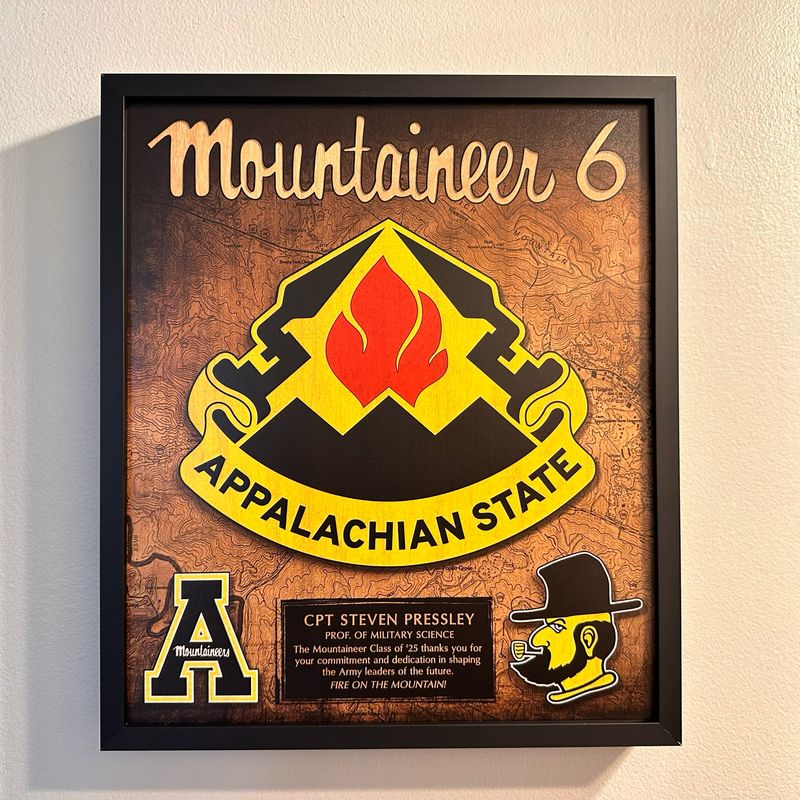 Appalachian State University ROTC Mountaineer Battalion Wood Plaque 12.5"x10.5"