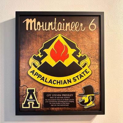 Appalachian State University ROTC Mountaineer Battalion Wood Plaque 12.5&quot;x10.5&quot;