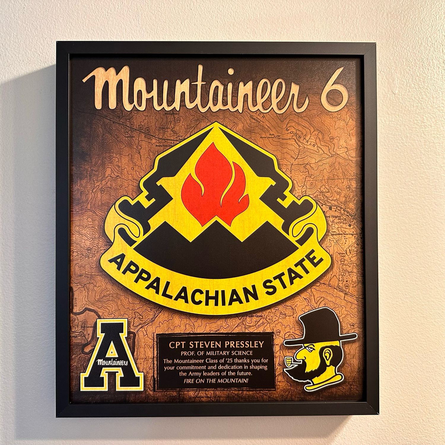 Appalachian State University ROTC Mountaineer Battalion Wood Plaque 12.5&quot;x10.5&quot;