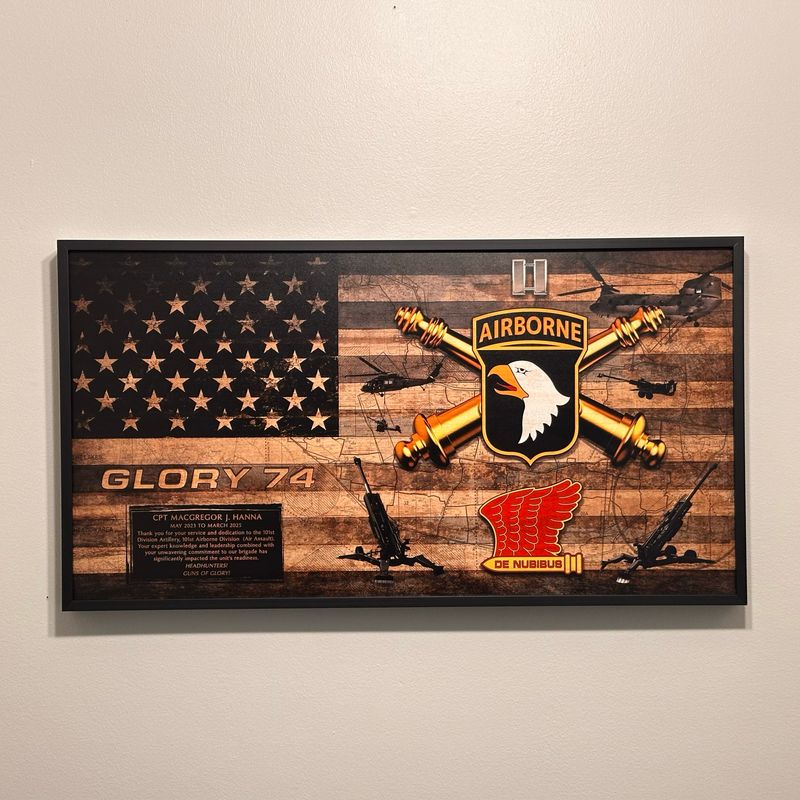 101st DIVARTY Rustic Flag Plaque - 28.25&quot;x15.25&quot;