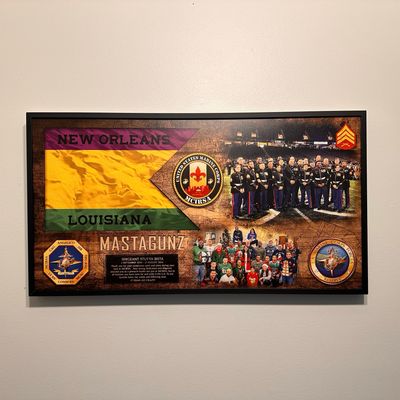 USMC MCIRSA New Orleans Guidon and Photo Wood Plaque - 28.25&quot;x15.25&quot;