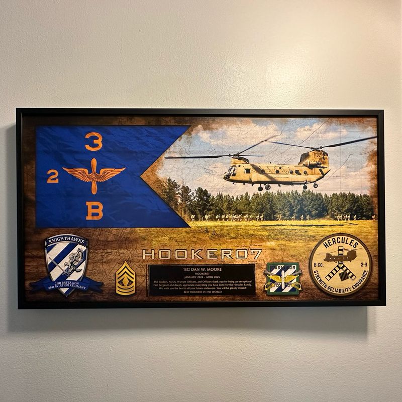 Rush Order - Custom Guidon and Photo Wood Plaque - 28.25"x15.25"