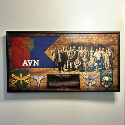 Custom Guidon and Photo Wood Plaque - 28.25"x15.25"