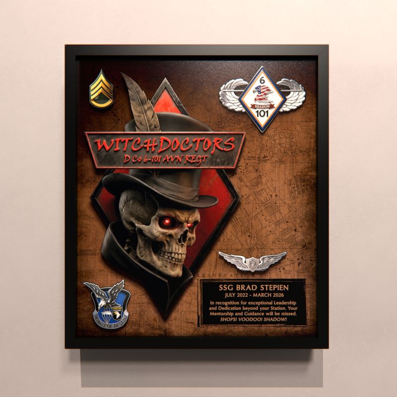 D Co Witchdoctors 6-101 AVN REGT Wood Plaque - 12.5"x10.5"