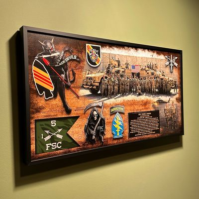 1-5th SFG(A) "Black Devils" Rustic Wood Photo Plaque - 28.25"x15.25"