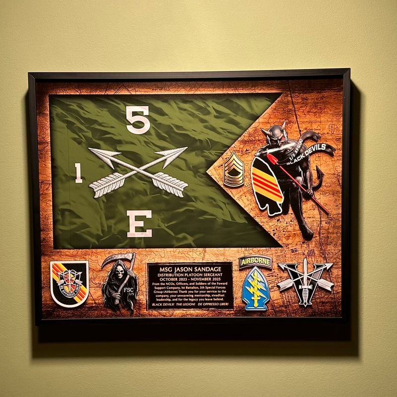 Custom Wood Guidon Plaque with Metal Frame - 16.5"x20.5"