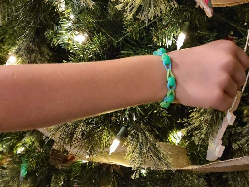 Sherbet Blue, Lime Beaded (SMALL)
