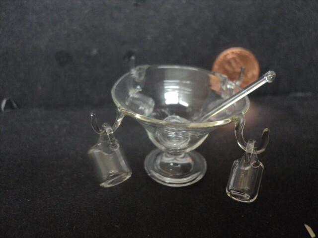 DOLLHOUSE  PUNCH BOWL W/ MUGS AND LADLE