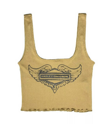 Vintage 80s Style Harley Davidson Knit Ribbed Cropped Tank Top