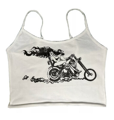NEW DESIGN Easyriders Cropped White Tank Top