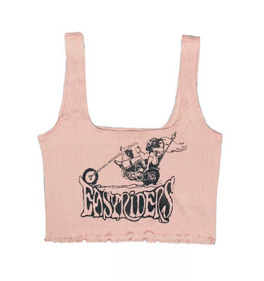 Vintage Easyriders Knit Pink Ribbed Cropped Tank Top