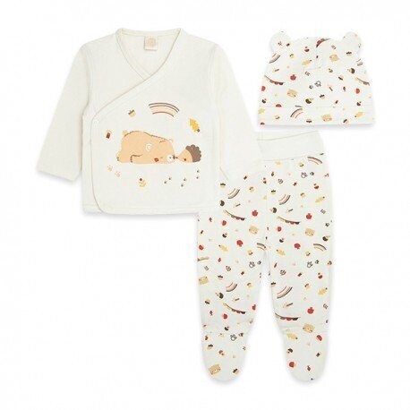 CONJUNTO PUNTO Y GORRO LARGO CON PIES NIÑO BEIGE BROWNIE BEARS