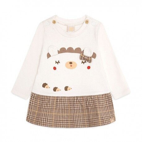 VESTIDO FELPA Y PUNTO OSITO NIÑA BEIGE BROWNIE BEARS