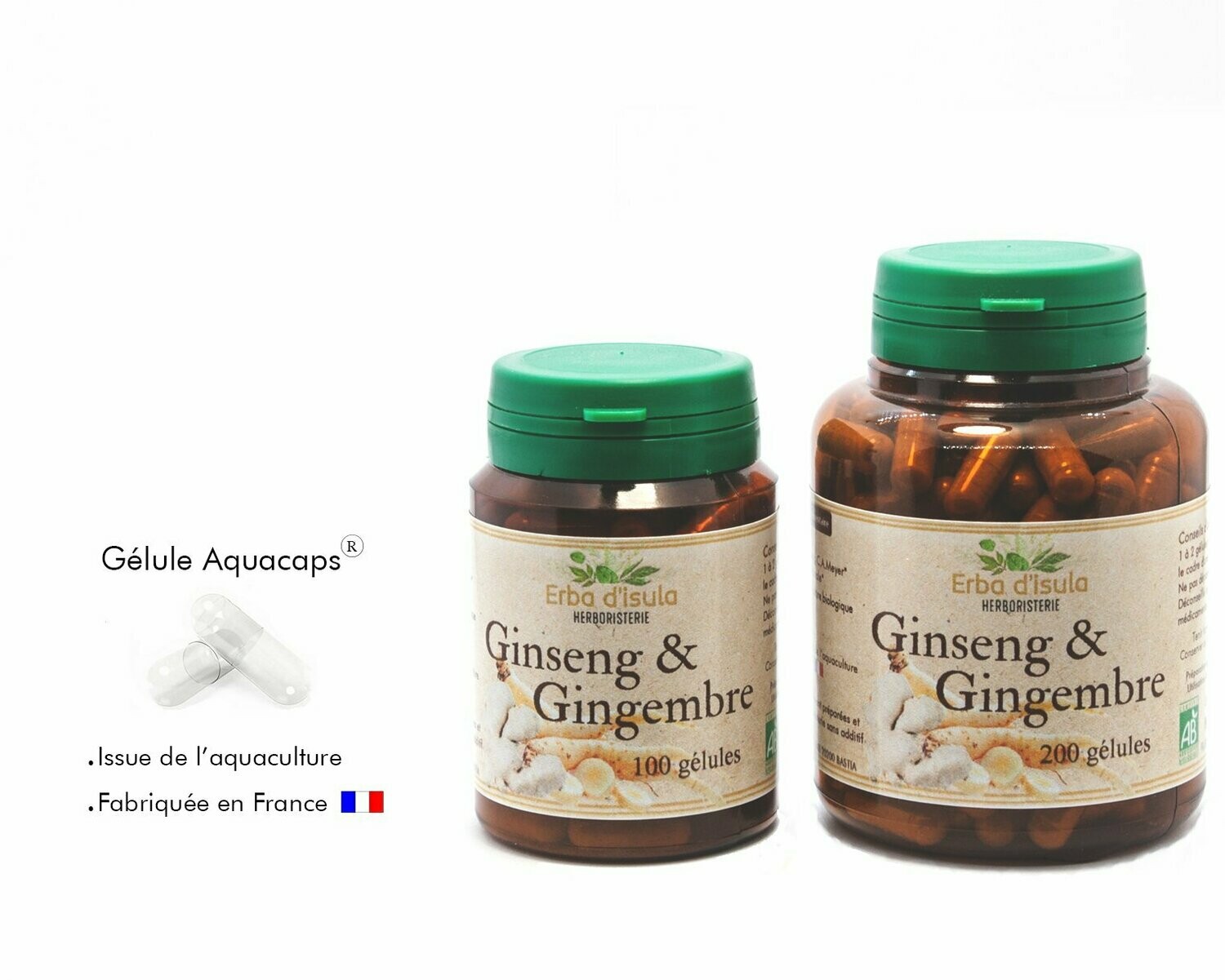 Ginseng /Gingembre, Votre choix: Flacon de 100 gélules