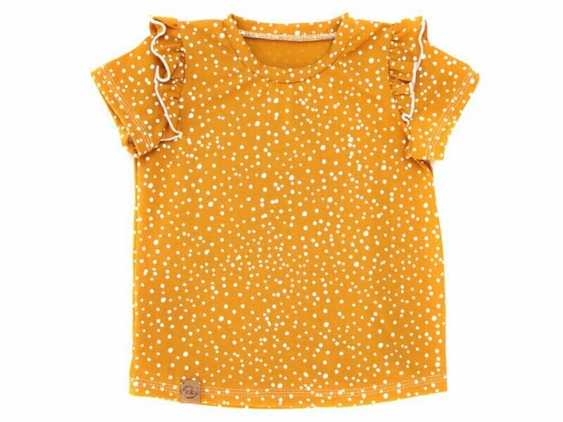 T-Shirt mit Rüschen | Punkte senfgelb T-Shirt mit Rüschen | Punkte senfgelb
