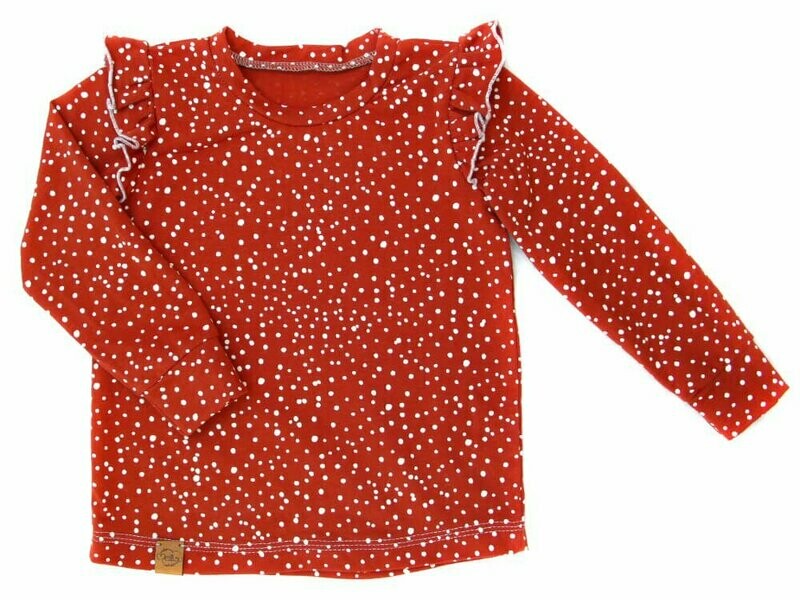 Langarmshirt mit Rüschen | Punkte rost Langarmshirt mit Rüschen | Punkte rost